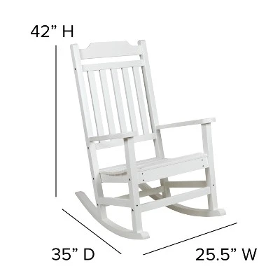 Flash Furniture Set Of 2 Winston All-Weather Poly Resin Rocking Chairs With Accent Side Table - Image 6