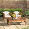 Stamford 3pc Eucalyptus Wood Outdoor Conversation Set With Chairs & Table - Natural - Alaterre Furniture