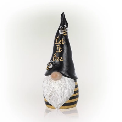 12" Polyresin "Let It Bee" Indoor/Outdoor Garden Gnome Statue Black/Yellow - Alpine Corporation - Image 2