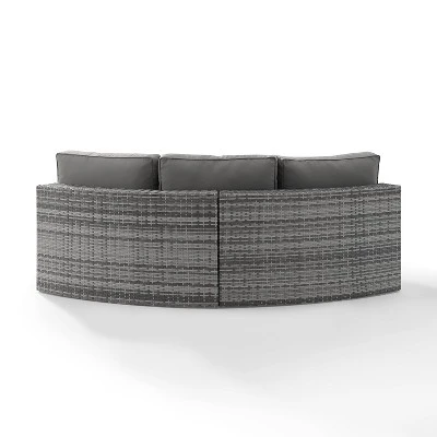 Catalina Wicker Round Sectional Sofa - Gray - Crosley - Image 2