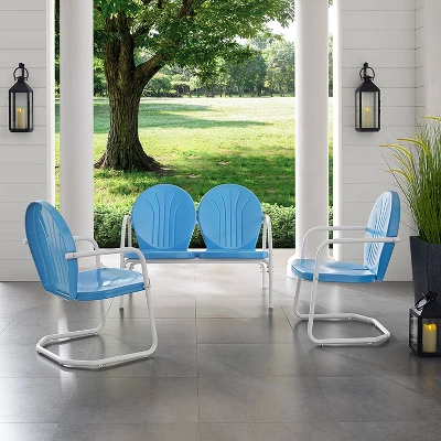 Griffith 3pc Outdoor Seating Set - Sky Blue - Crosley - Image 2