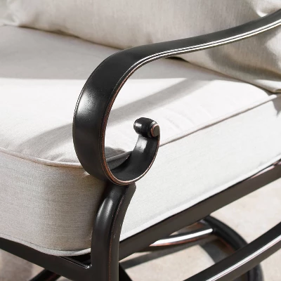 5pc Outdoor Set With 44" Round Aluminum Fire Table Set With 4 Swivel Rocking Chairs & Wind Blocker Lid - Oakland Living - Image 13