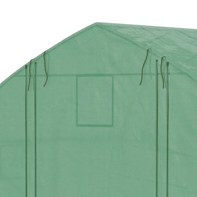 Outsunny Walk-in Tunnel Greenhouse With Zippered Mesh Doors & Roll-up Sidewalls, Upgraded Hot House, Green, 11.5' X 10' X 6.5' - Image 5