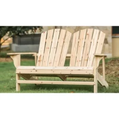 Wood Adirondack Love Seat - Patio Festival