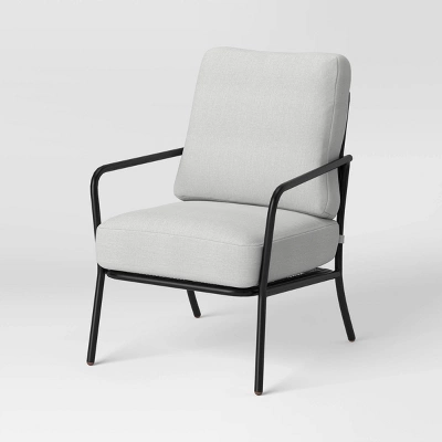 2pc Metal Mesh Outdoor Patio Chairs With Double Cushions, Club Chairs Black - Room Essentials™ - Image 2