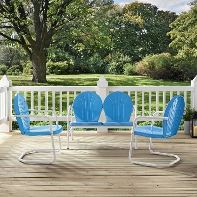Griffith 3pc Outdoor Seating Set - Sky Blue - Crosley - Image 4