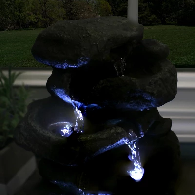 Sunnydaze Decor Sunnydaze Indoor Home Decorative Relaxing Stacked Rocks Tabletop Water Fountain With LED Lights - 10" - Image 9