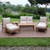 Cambridge Casual Caterina Teak Outdoor Patio Ottoman With Cushion