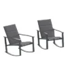 Merrick Lane Set Of 2 Flex Comfort Outdoor Rocking Chairs With Steel Frames