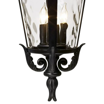 John Timberland Casa Marseille Rustic Outdoor Hanging Light Textured Black 23 3/4" Clear Hammered Glass For Post Exterior Barn Deck House Porch Yard - Image 2