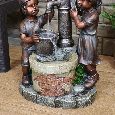 Sunnydaze Decor Sunnydaze 24"H Electric Polyresin Jack And Jill At Farmhouse Pump And Well Outdoor Water Fountain