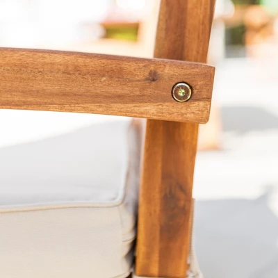 Acacia Wood X-Back Love Seat With Cushions Brown - Saracina Home - Image 5