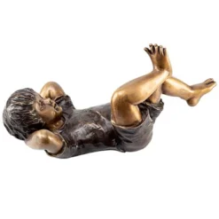 Design Toscano Lazy Days, Resting Boy Cast Bronze Piped Garden Statue