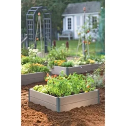 Gardener's Supply Company Sustainable Raised Bed 3 X 3 | Weatherproof & Durable Recycled Plastic Garden Bed With Lifetime Aluminum Corners For Small