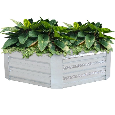 Sunnydaze Decor Sunnydaze Corrugated Galvanized Steel Hexagon Raised Garden Bed Kit For Vegetables, Plants, And Flowers - 40" W X 12" H - Image 5