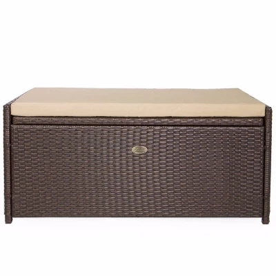 Barton Outdoor 60 Gallons Deck Box Cushion Seat Patio Storage Bench Shed, Beige