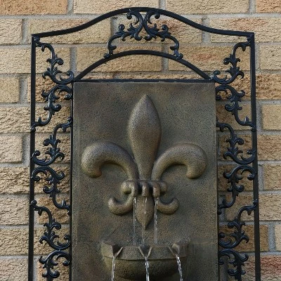 Sunnydaze Decor Sunnydaze 33"H Electric Polystone French Lily Design Outdoor Wall-Mount Water Fountain - Image 4
