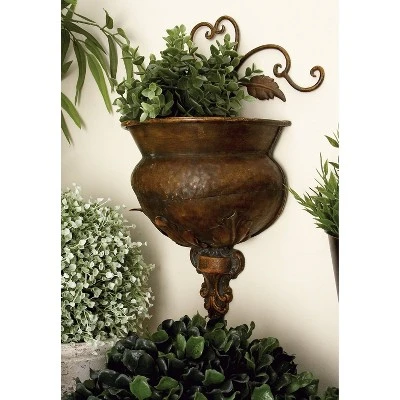 18" Wide Planter Traditional Metal Pot Brown - CosmoLiving By Cosmopolitan - Image 2