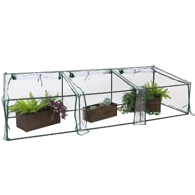 Sunnydaze Decor Sunnydaze Outdoor Portable Slanted Top Plant Shelter Mini Cloche Greenhouse With Zipper Doors - Clear - Image 8