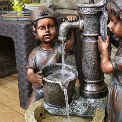 Sunnydaze Decor Sunnydaze 24"H Electric Polyresin Jack And Jill At Farmhouse Pump And Well Outdoor Water Fountain - Image 9