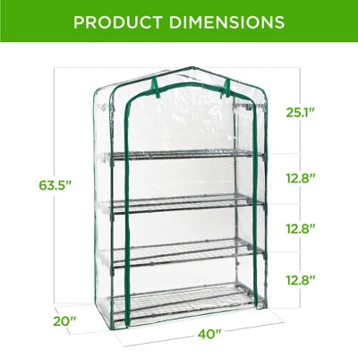 Best Choice Products 40in Wide 4-Tier Mini Greenhouse, Portable Indoor Outdoor Arboretum For Yard W/ Steel Shelves - Image 6