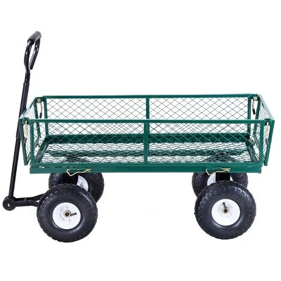 Costway Heavy Duty Lawn Garden Utility Cart Wagon Wheelbarrow Steel Trailer - Image 4