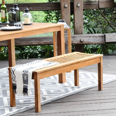 Chester Outdoor Teak Wood Backless Bench - Cambridge Casual - Image 2