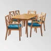 Llando 7-pc Acacia Wood Dining Set - Teak/Blue - Christopher Knight Home