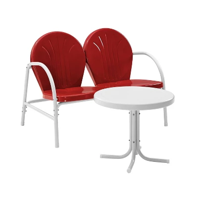 Griffith 3pc Outdoor Conversation Set - Red - Crosley - Image 5