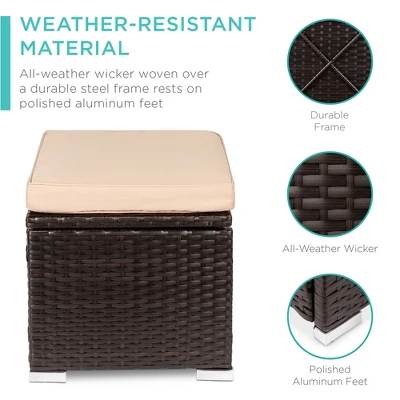 Best Choice Products Set Of 2 Wicker Ottomans, Multipurpose Furniture W/ Removable Cushions, Steel Frame - Image 2