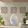 Los Alamitos Indoor/Outdoor Wicker Hanging Chair With 8' Chain - White/Blue - Christopher Knight Home