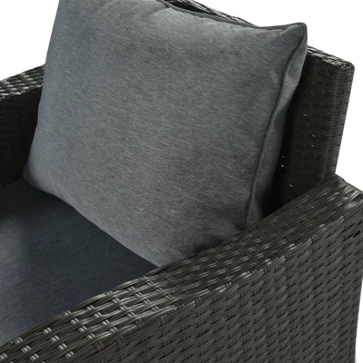 6pc Outdoor Set With Loveseats, Sofa, Chair, Bench & Coffee Table - Gray - GODEER - Image 5