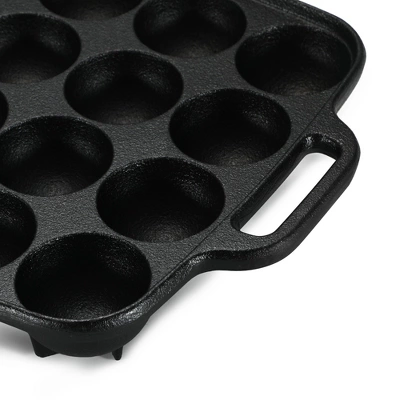 COMMERCIAL CHEF Cast Iron Cookware Aebleskiver Pan With 16 Cake Pop Mold Openings - Image 3