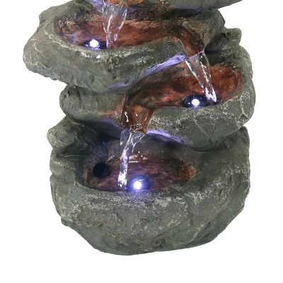 Sunnydaze Decor Sunnydaze Indoor Home Decorative Relaxing Stacked Rocks Tabletop Water Fountain With LED Lights - 10" - Image 4