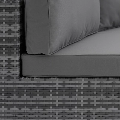 Catalina Wicker Round Sectional Sofa - Gray - Crosley - Image 4