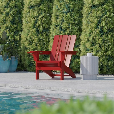 Flash Furniture Halifax Adirondack Chair With Cup Holder, Weather Resistant HDPE Adirondack Chair - Image 3