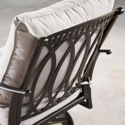 5pc Outdoor Set With 44" Round Aluminum Fire Table Set With 4 Swivel Rocking Chairs & Wind Blocker Lid - Oakland Living - Image 12