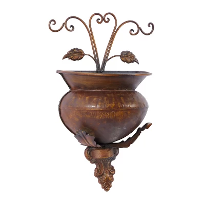 18" Wide Planter Traditional Metal Pot Brown - CosmoLiving By Cosmopolitan - Image 6