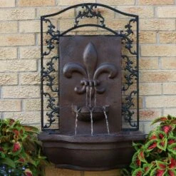 Sunnydaze Decor Sunnydaze French Lily Solar Outdoor Wall Fountain With Battery Pack - 33-Inch