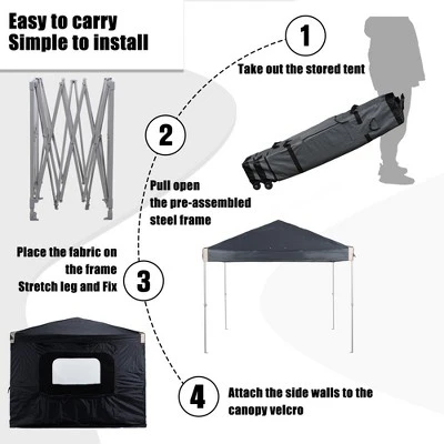 Aoodor 10' X 10' Pop Up Canopy Tent With Removable Mesh Window Sidewalls, Portable Instant Shade Canopy With Roller Bag - Image 5