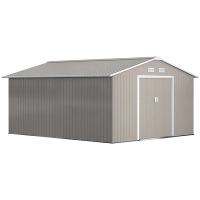 Outsunny Metal Storage Shed Garden Tool House With Double Sliding Doors, 4 Air Vents For Backyard, Patio - Image 9