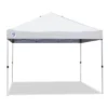 Z-Shade Angled Leg Canopy Tent With Push Button Locking System And 4 Pack Of 5 Pound Plastic Concrete Filled Leg Weight Plates, White