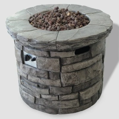 Maison 5pc Acacia Wood And Light Weight Concrete Adirondack Chair And Fire Pit Set - Gray - Christopher Knight Home - Image 3