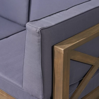 Thasos 10pc Acacia U-Shaped Farmhouse Sectional Sofa Set With Fire Pit - Gray - Christopher Knight Home - Image 5