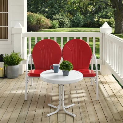 Griffith 3pc Outdoor Conversation Set - Red - Crosley - Image 4