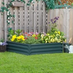 Outsunny 4' X 4' X 1' Galvanized Raised Garden Bed, Planter Raised Bed With Steel Frame For Vegetables, Flowers, Plants And Herbs