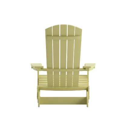 Emma And Oliver Set Of 4 Indoor/Outdoor Poly Resin Folding Adirondack Chairs, All-Weather Chairs For Porch, Patio, Or Sunroom - Image 10