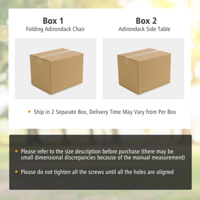 Tangkula Patio 2PCS Adirondack Chair Side Table Set Outdoor Chair Set With End Table Weather Resistant Cup Holder For Backyard Garden White - Image 3