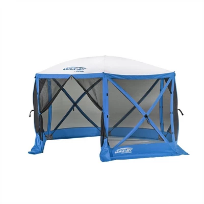 CLAM Quick Set Escape 11.5 X 11.5 Foot Portable Pop Up Outdoor Camping Gazebo Canopy Shelter With Carry Bag And 2 Pack Of Wind And Sun Panels, Blue