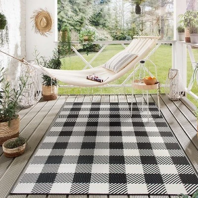 World Rug Gallery Buffalo Plaid Reversible Plastic Outdoor Rugs - Image 7